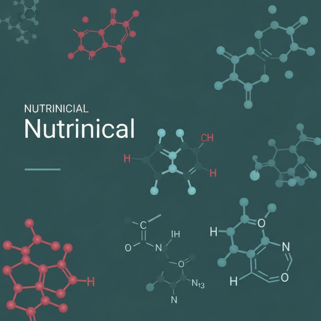 Abstract scientific visualization of nutritional molecules and molecular structures in muted academic colors representing fat chemistry